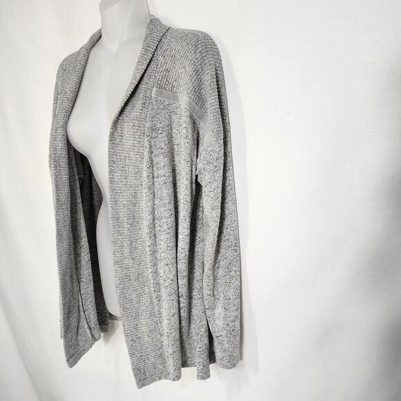 Maurices Womens Cardigan Sweater Medium Open Front Heathered Gray Velour Stripe - Picture 6 of 10
